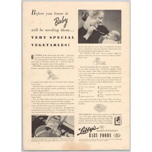 1937 Libby Baby Foods Homogenized Vegetable Feeding Nutrition Magazine Print Ad
